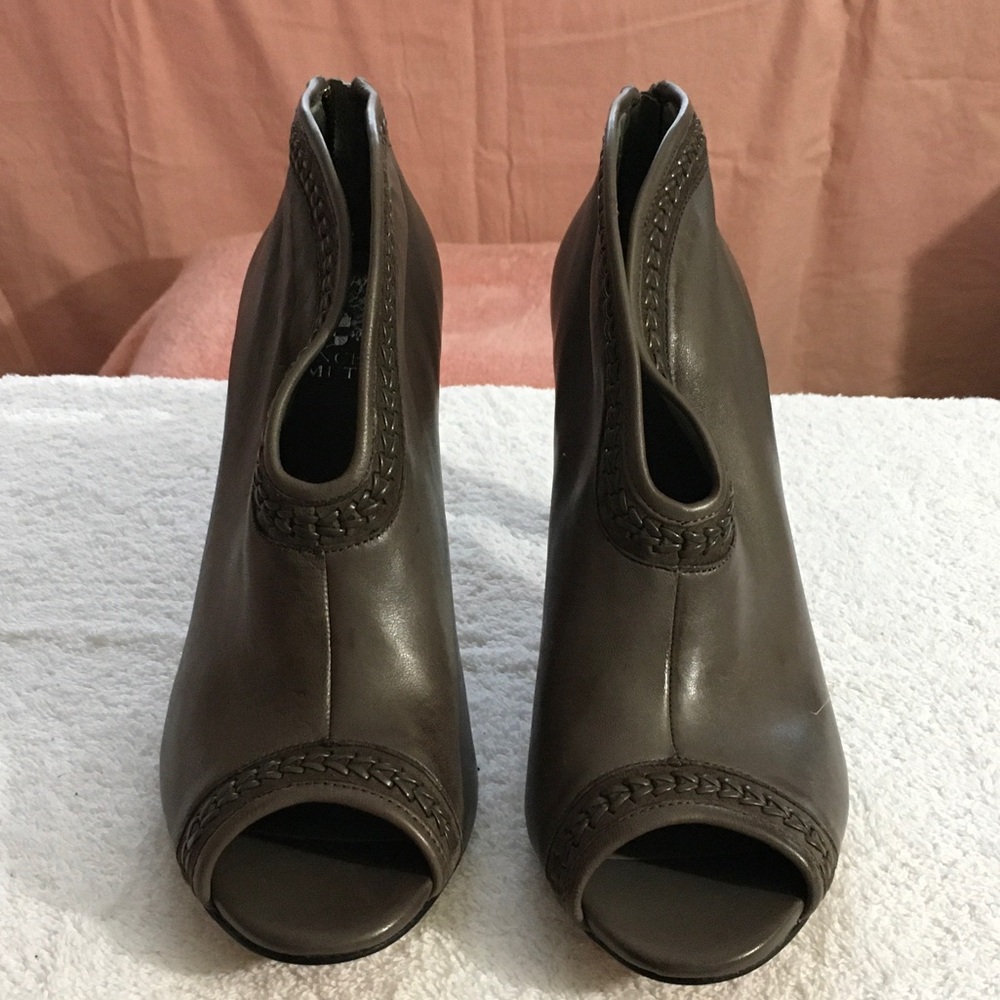 Vince Camuto Taupe Peep-Toe Ankle Booties